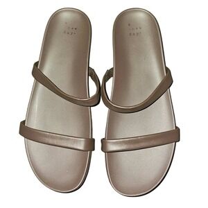 A New Day Womens Slip On Slide Sandals Taupe Size 9